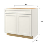 allen + roth McKeller 36-in W x 34.5-in H x 24-in D Linen 1-Drawer Base Fully Assembled Cabinet (Flat Panel Square Style)