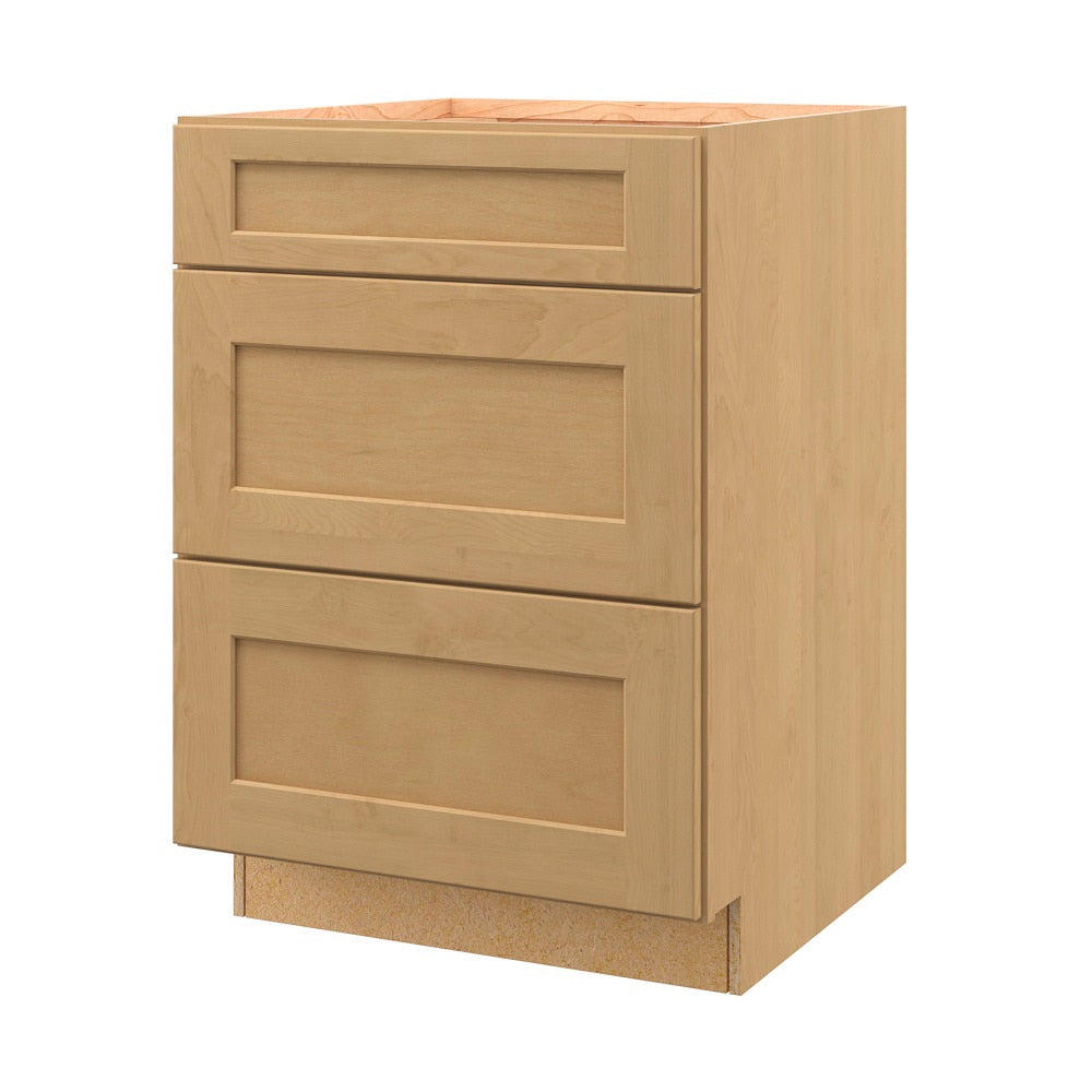 allen + roth Innsbrook 24-in W x 34.5-in H x 24-in D Rye 3-Drawer Base Fully Assembled Cabinet (Flat Panel Style)