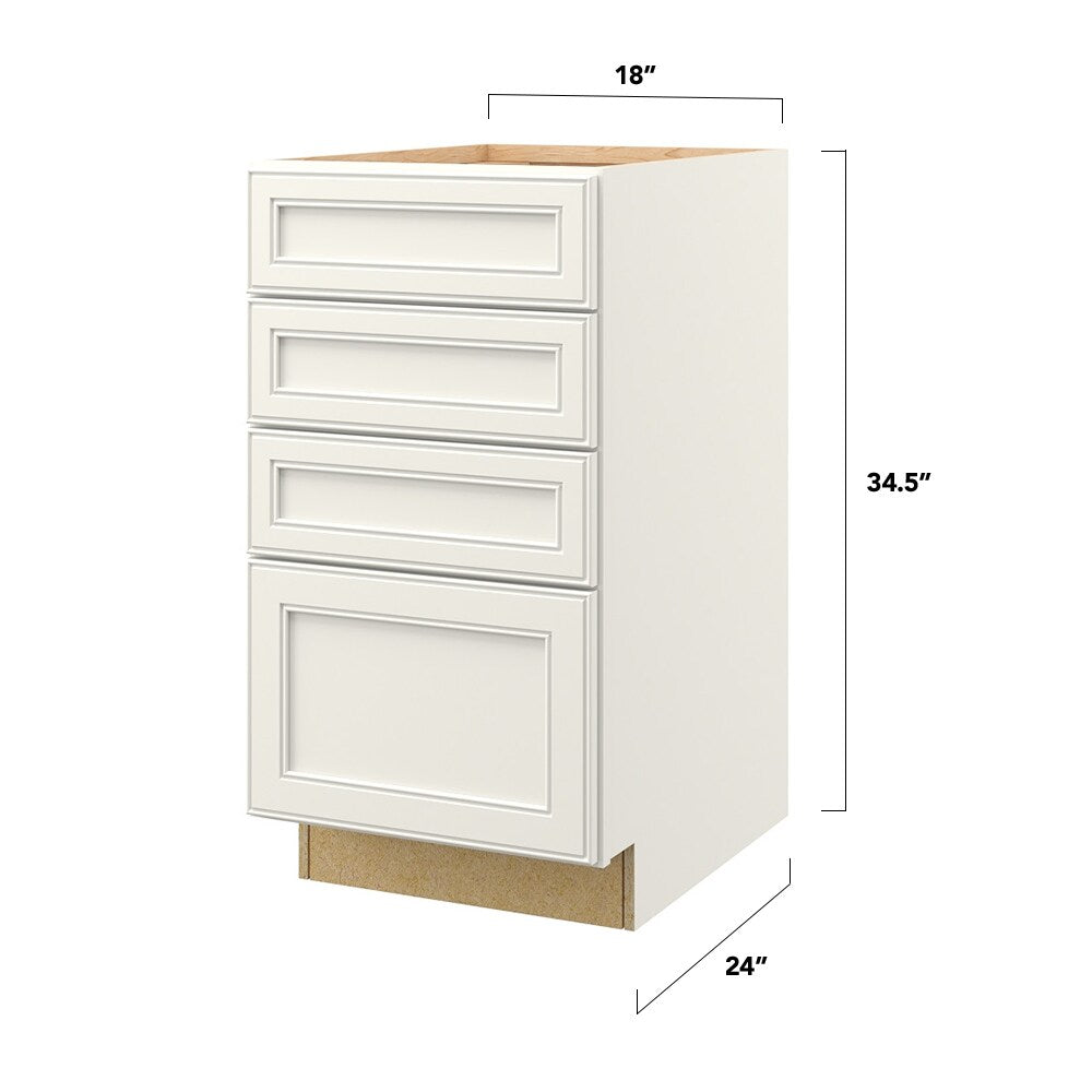 allen + roth McKeller 18-in W x 34.5-in H x 24-in D Linen 4-Drawer Base Fully Assembled Cabinet (Flat Panel Style)