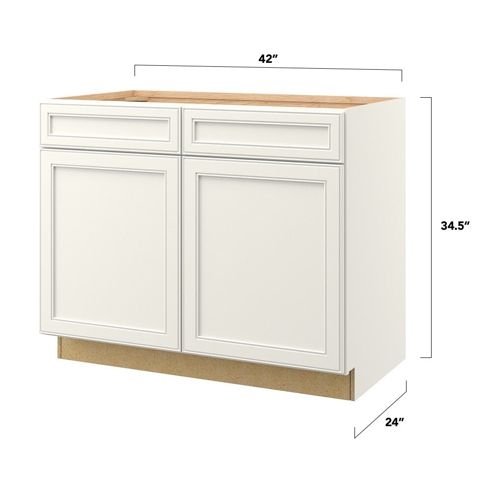 allen + roth McKeller 42-in W x 34.5-in H x 24-in D Linen Base Fully Assembled Cabinet (Flat Panel Mitered Door Style)