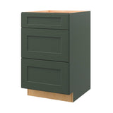 allen + roth Galway 21-in W x 34.5-in H x 24-in D Sage 3-Drawer Base Fully Assembled Cabinet (Flat Panel Style)