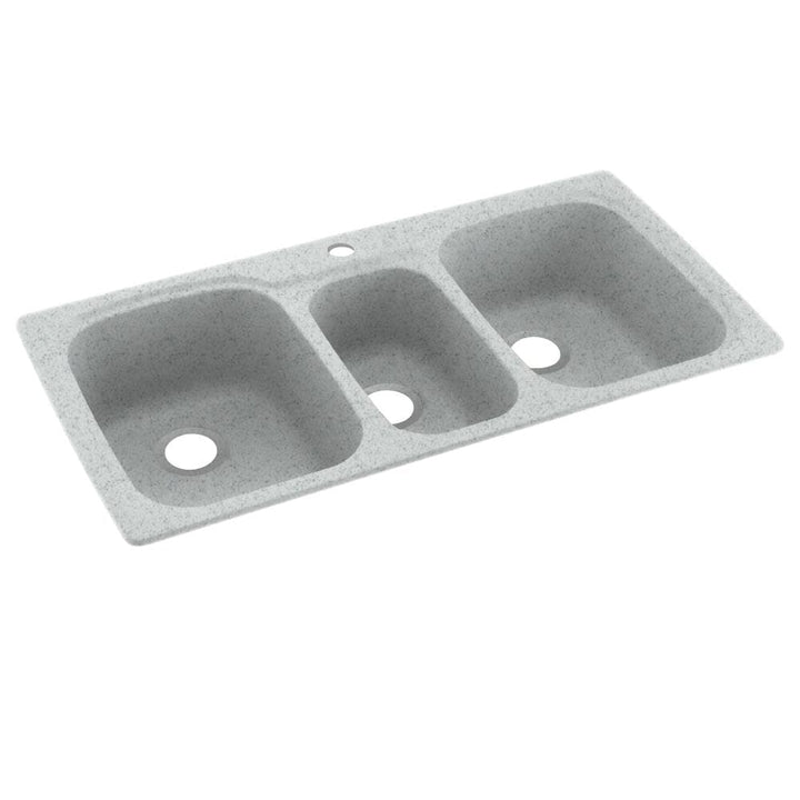 Swan Drop-In/Undermount Solid Surface 44 in. 1-Hole 40/20/40 Triple Bowl Kitchen Sink in Tahiti Gray