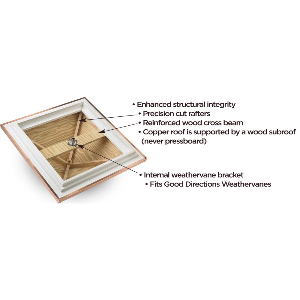 Good Directions Coventry Cupola with Copper Rooster Weathervane, 18-in x 22-in White Vinyl Cupola with 24-Gauge Copper Roof