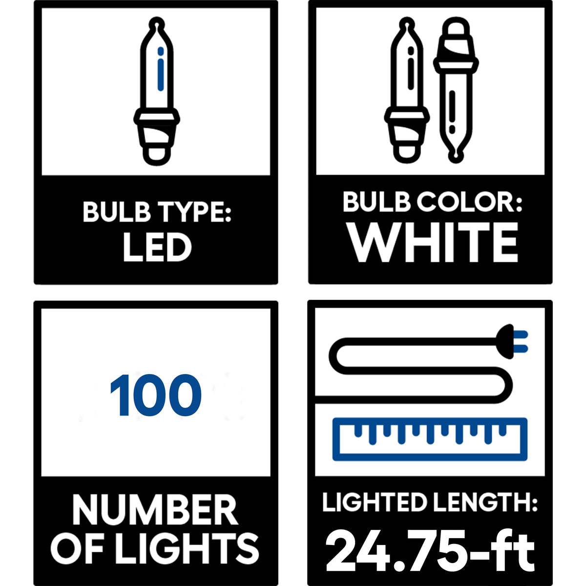 GE StayBright 100-Count 24.7-ft Sparkling Warm White LED Plug-In Christmas String Lights