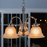 Project Source Fallsbrook 3-Light Brushed Nickel Traditional Chandelier with Etched Glass