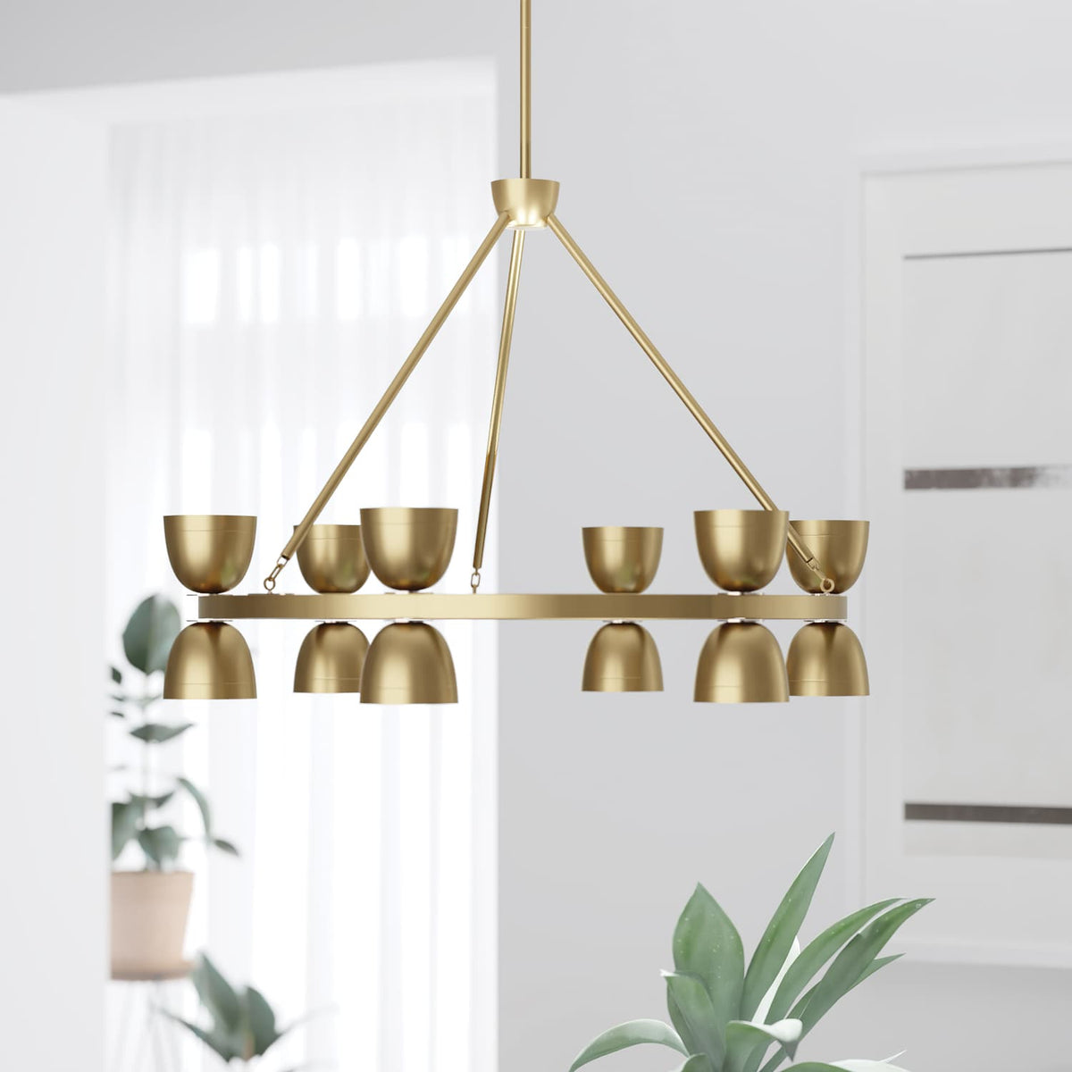 Kichler Baland 12-Light Brushed Mid-century Led Chandelier