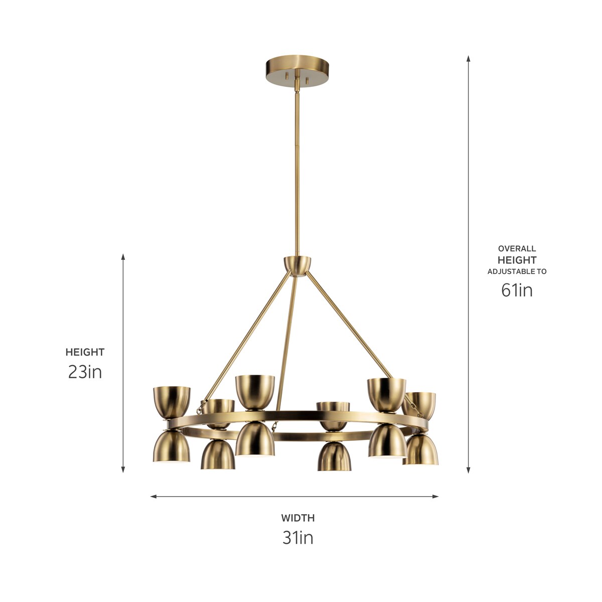 Kichler Baland 12-Light Brushed Mid-century Led Chandelier