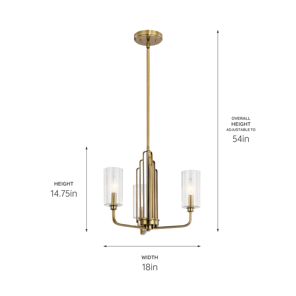 Kichler Kimrose 3-Light Brushed Vintage Chandelier