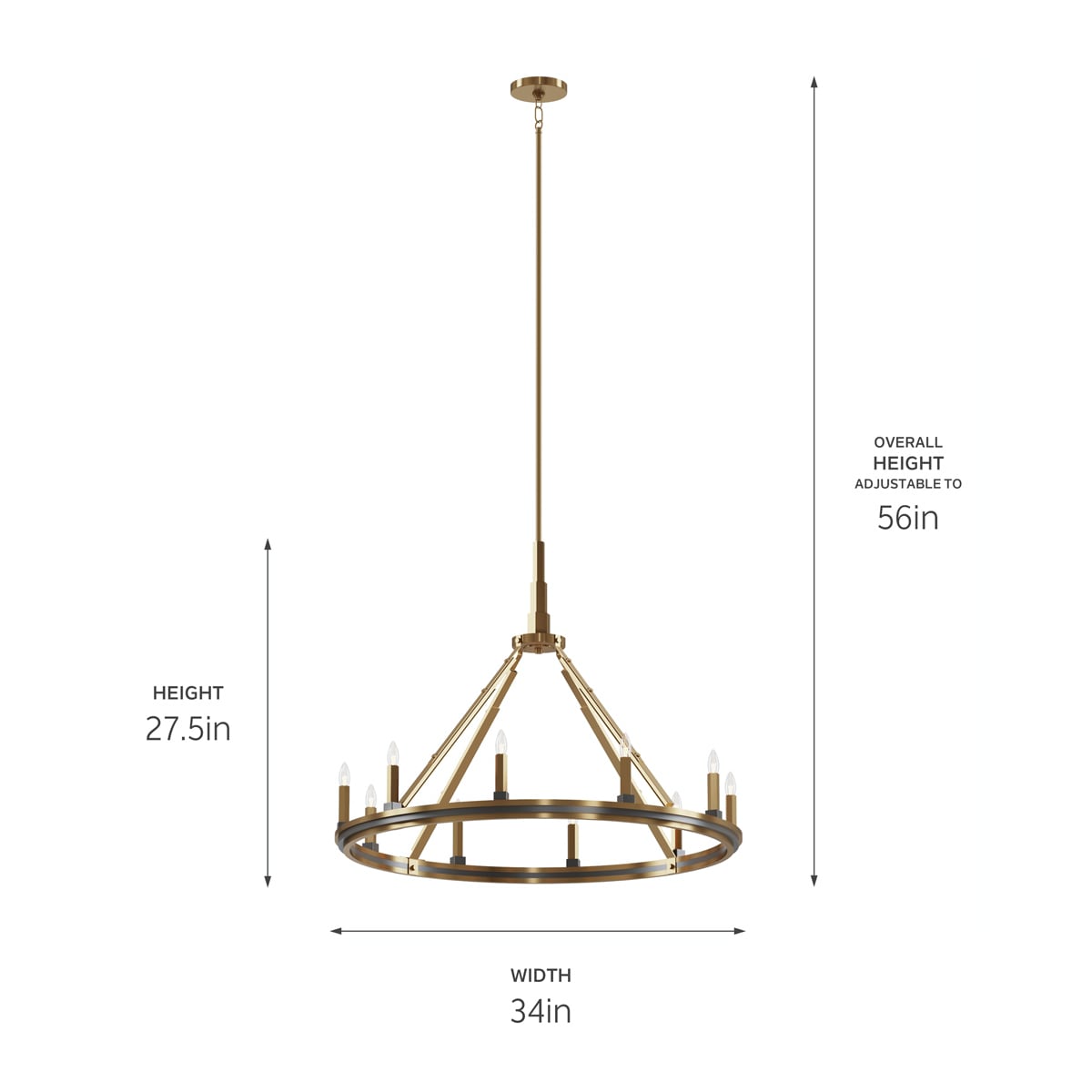 Kichler Emmala 10-Light Brushed Vintage Chandelier