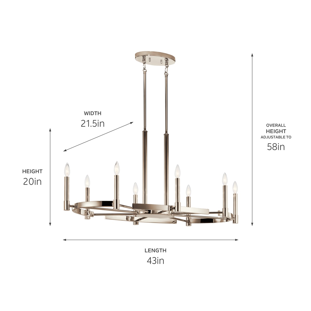 Kichler Tolani 8-Light Polished Nickel Modern/Contemporary Chandelier