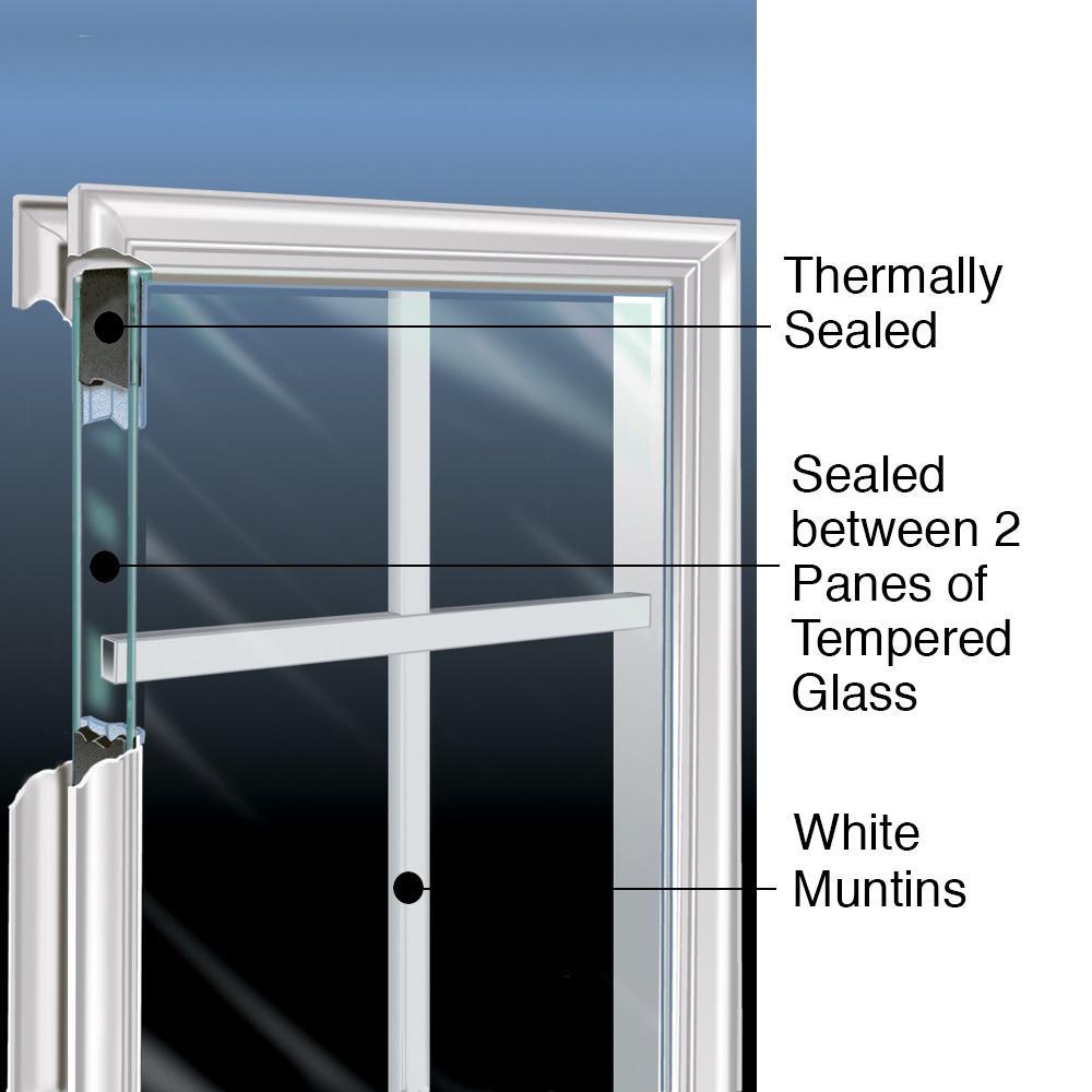 53 in. x 81.75 in. Internal Grilles Left Hand 1/2 Lite 2-Panel Classic Primed Steel Prehung Front Door with Sidelite - Super Arbor