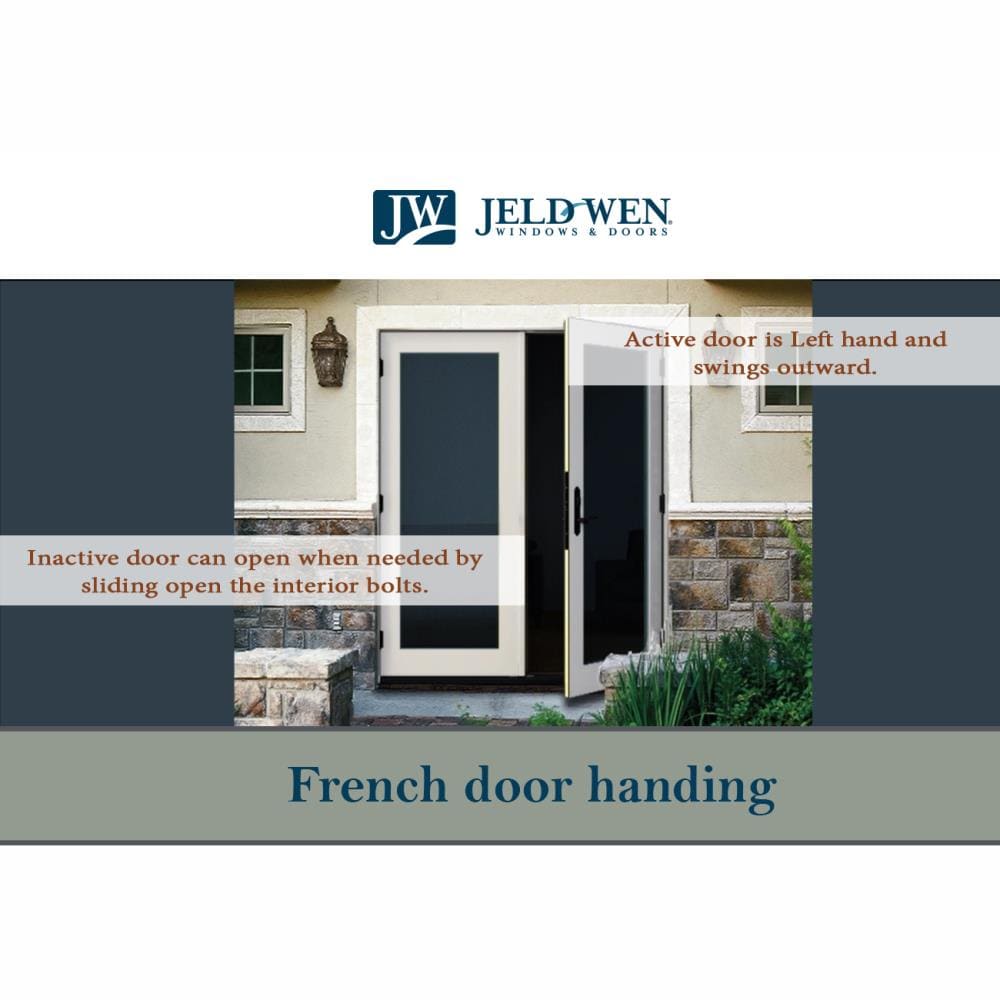 JELD-WEN 72-in x 80-in Fiberglass French, Left-hand outswing – feature callout