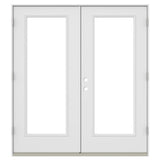JELD‑WEN 60-in x 80-in 4-9/16-in Low‑E Primed Steel French Left-Hand Inswing Double Patio Door with Brickmould