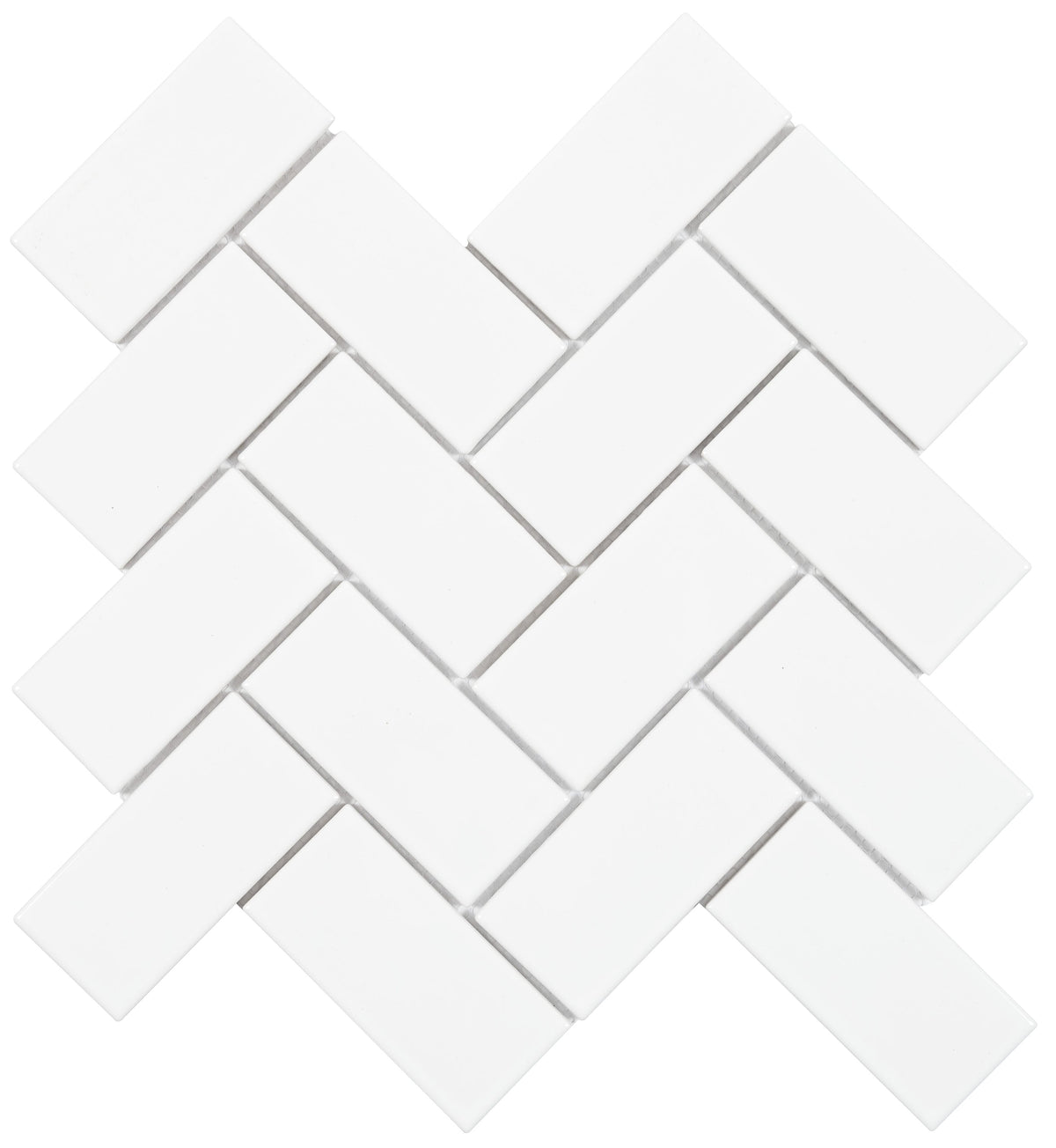 Satori Hudson 11-in x 11-in Glossy Porcelain Herringbone Subway Wall Tile, White (1-sq ft Piece)
