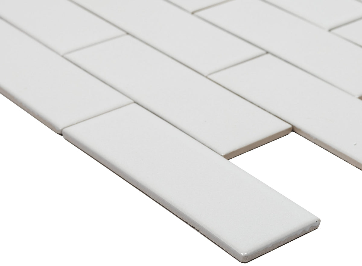 Satori Hudson Mist 12-in x 12-in Glossy Porcelain Subway Mosaic Wall Tile (0.94-sq. ft/ Piece)