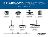 Progress Lighting Briarwood 4-Light Textured Black Farmhouse Rectangle Medium Hanging Pendant Light