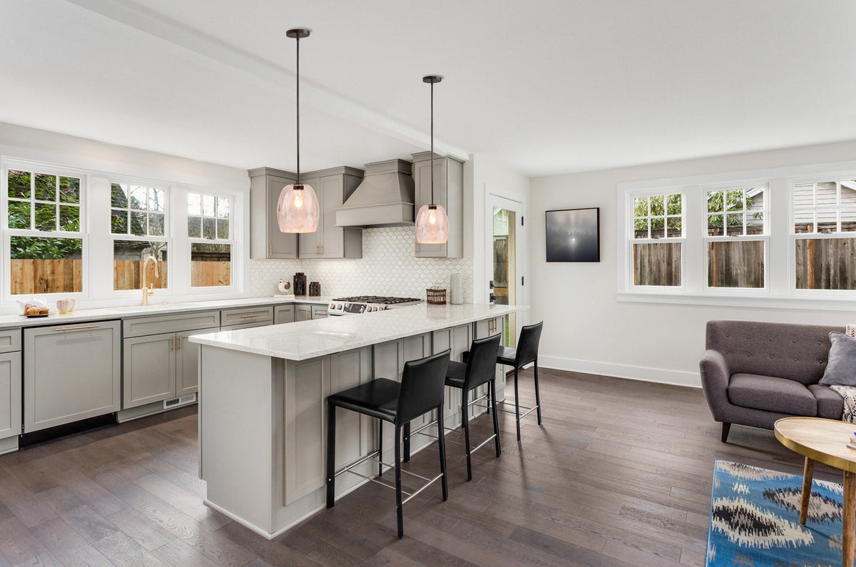 Portfolio Bronze Transitional Cylinder Pendant Light