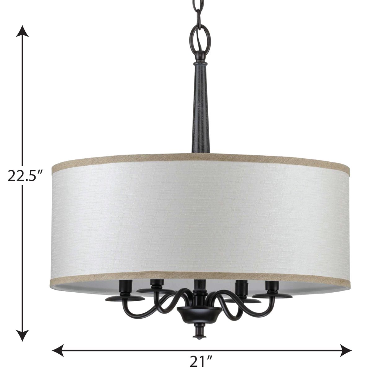 Progress Lighting Durrell 4-Light Matte Black Coastal Chandelier