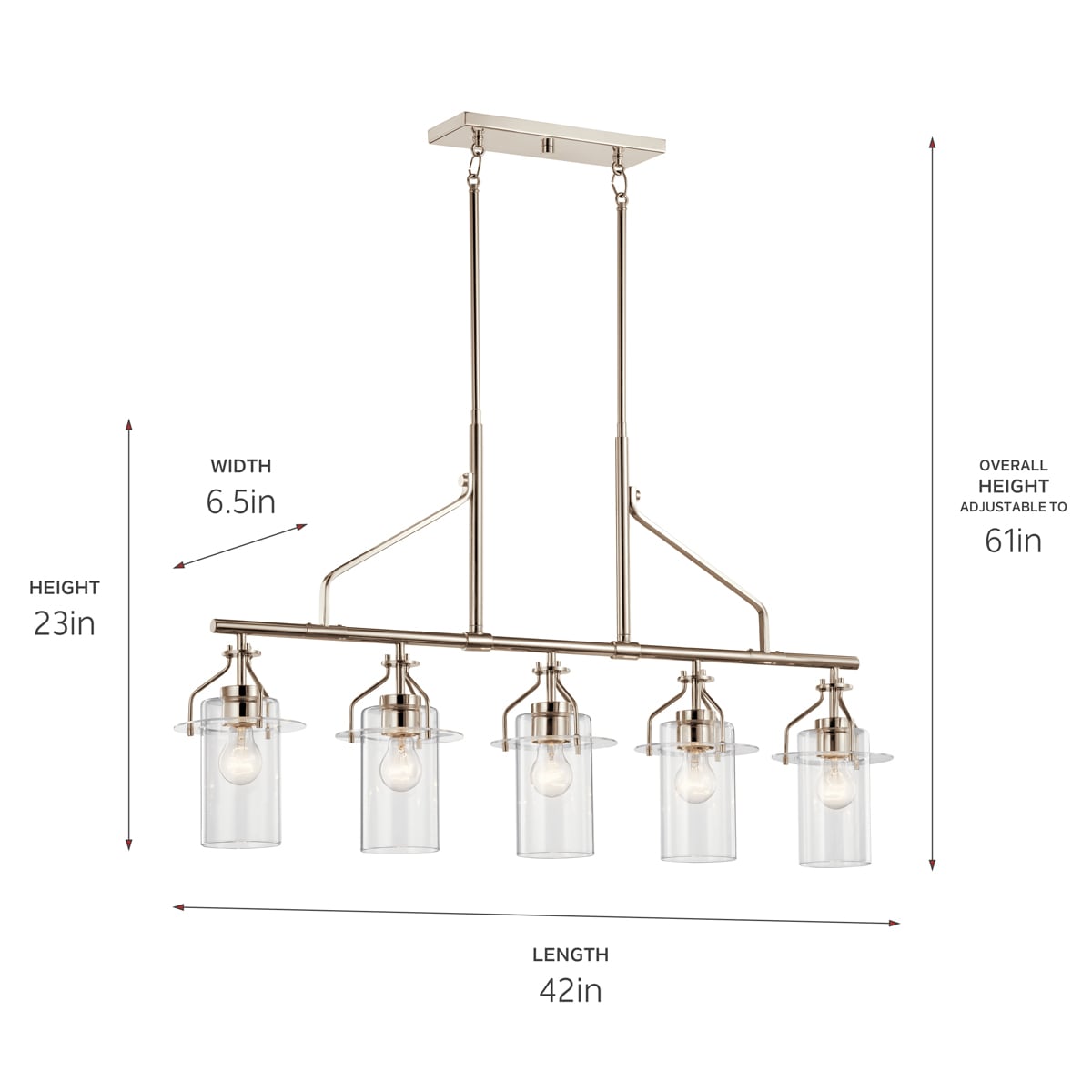 Kichler Everett 5-Light Polished Nickel Industrial Chandelier