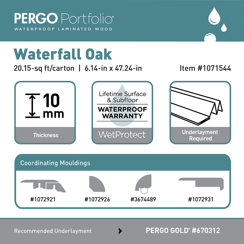 Pergo Portfolio + WetProtect Waterfall Oak Waterproof Laminate Flooring