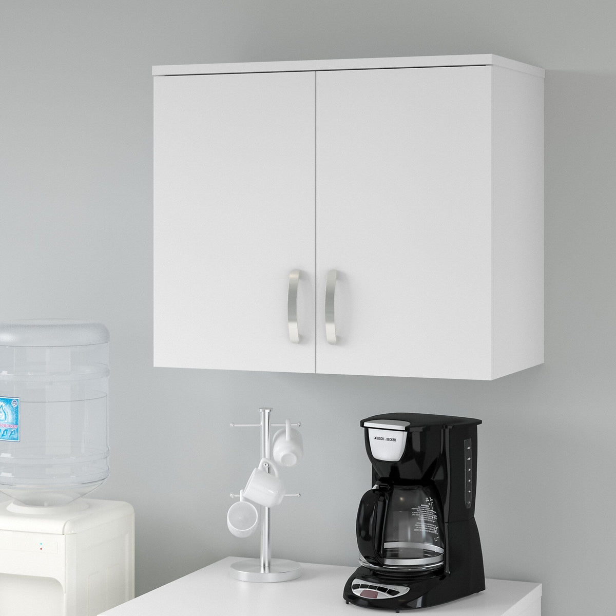Bush Business Furniture Univeral Storage 28.3464-in W x 24.1732-in H Wood Composite White Wall-mount Utility Storage Cabinet