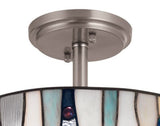 Portfolio 13-in Brushed Nickel Tiffany Semi-Flush Mount Ceiling Light, 2-Light
