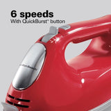 Ensemble 6-Speed Red Hand Mixer with Snap-On Case