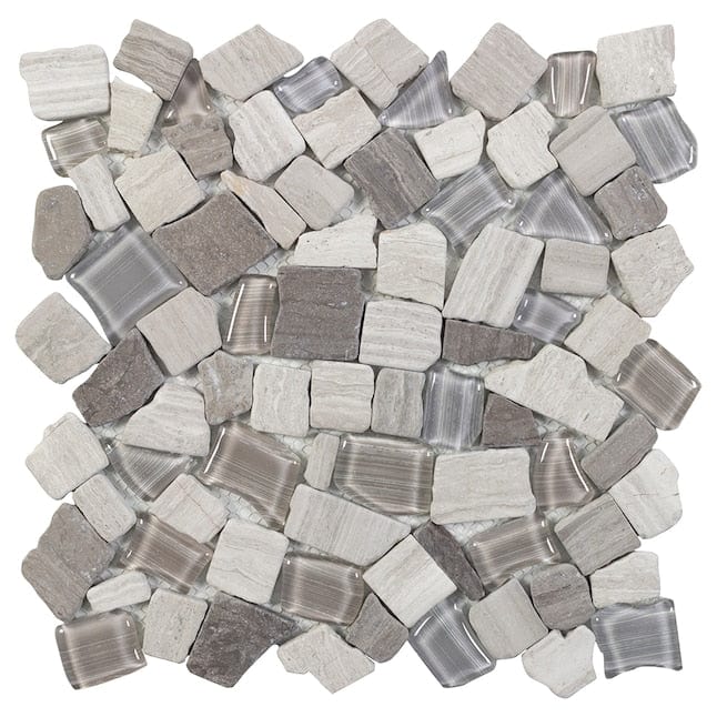 Elida Ceramica Tawny 12-in x 12-in Glossy Glass; Stone Marble/Limestone Pebble Floor and Wall Tile (0.936-sq. ft/ Piece)