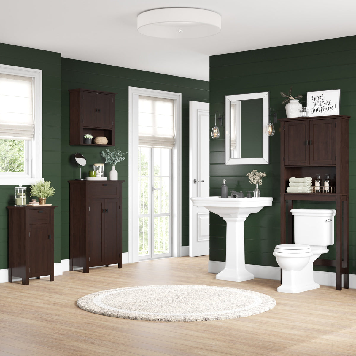 RiverRidge Hayward 23.63-in x 40.13-in x 11.81-in Dark Veneer Woodgrain Freestanding Linen Cabinet