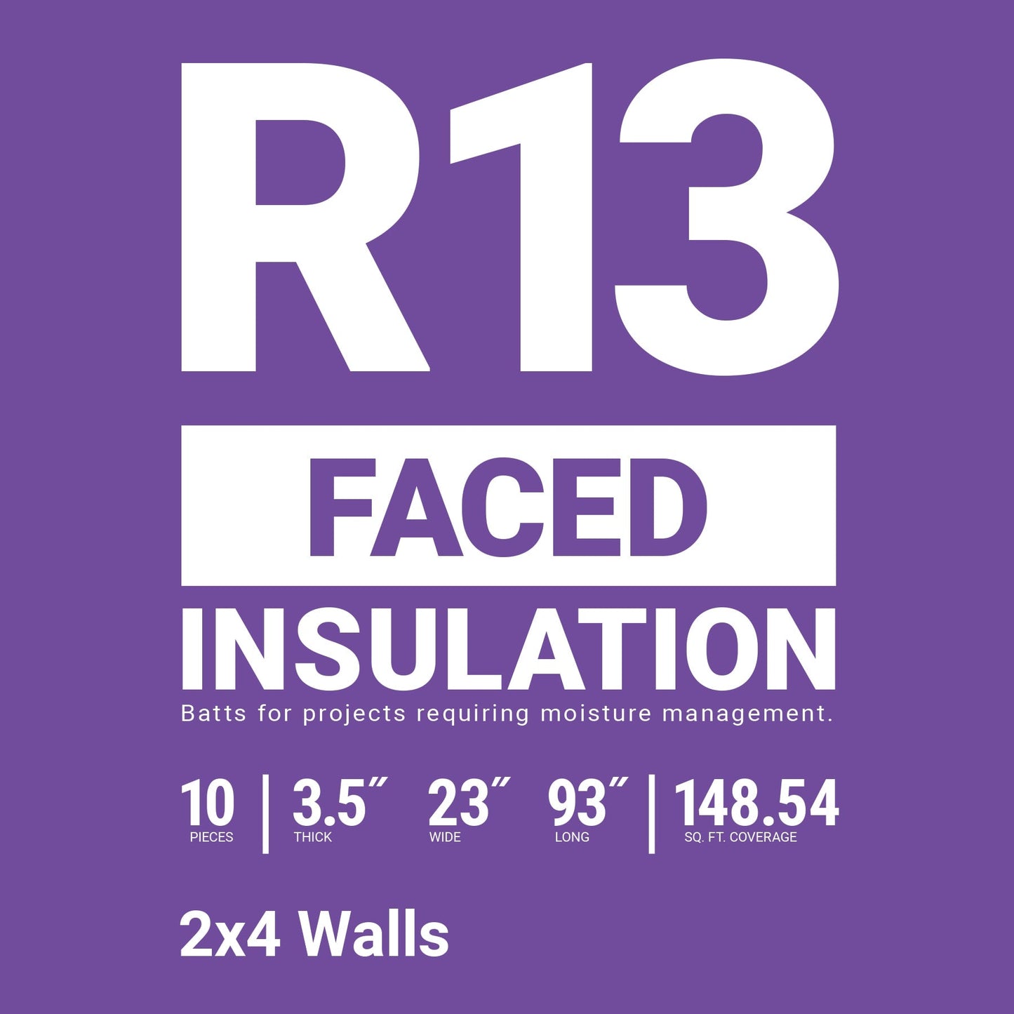 Owens Corning EcoTouch R-13 Kraft Faced Fiberglass Insulation Batts, 23 in. W x 93 in. L, 148.54 sq. ft. Coverage