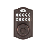 Kwikset Z-Wave SmartCode Venetian Bronze Single Cylinder Electronic Deadbolt featuring Tustin Hall/Closet Lever
