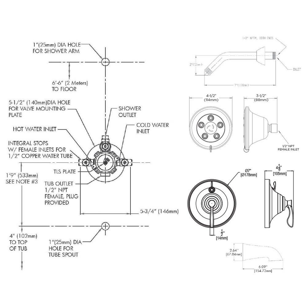 Chelsea 1-Handle Tub and Shower Faucet in Brushed Nickel (Valve Included) - Super Arbor