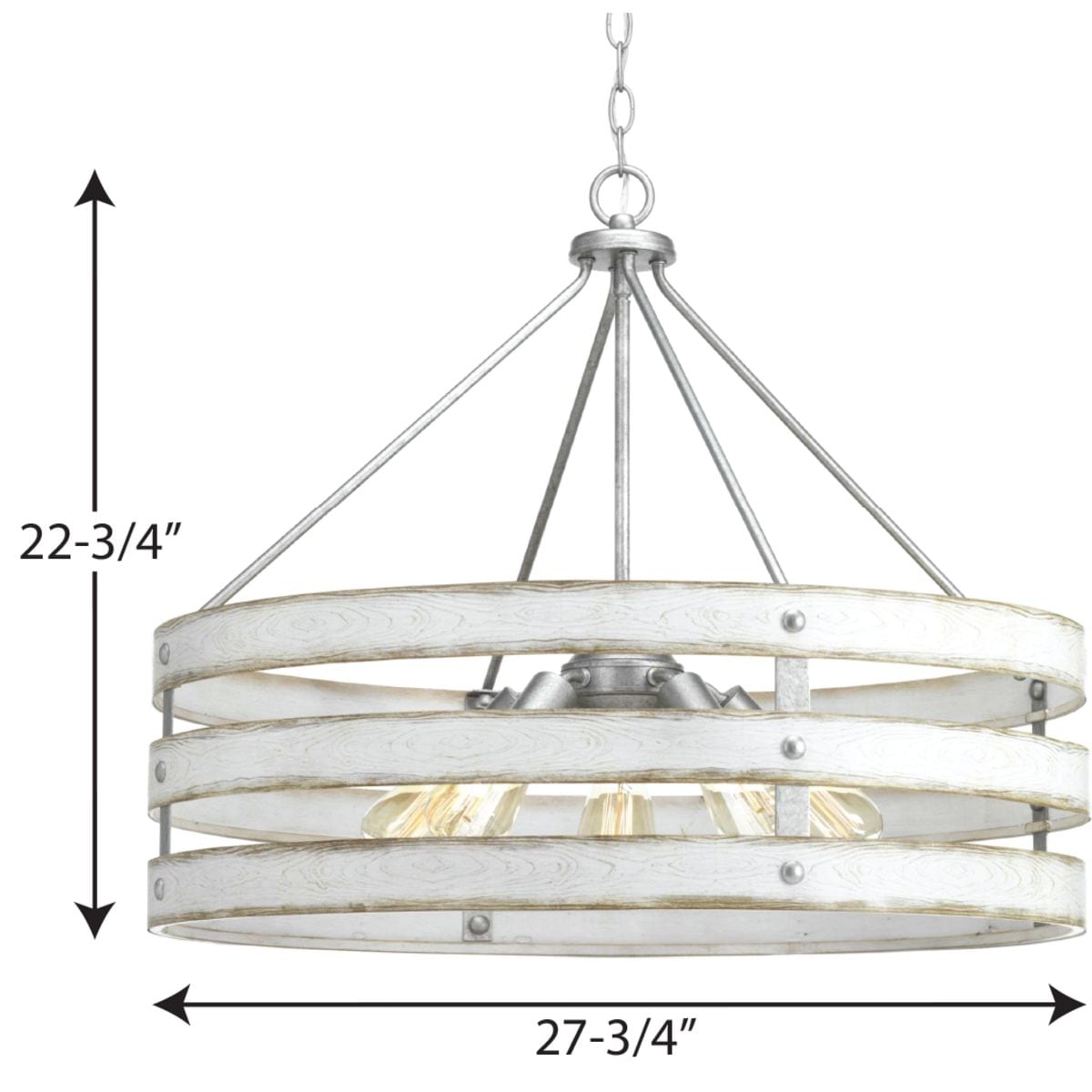 Progress Lighting Gulliver 5-Light Galvanized Industrial Drum Large Hanging Pendant Light