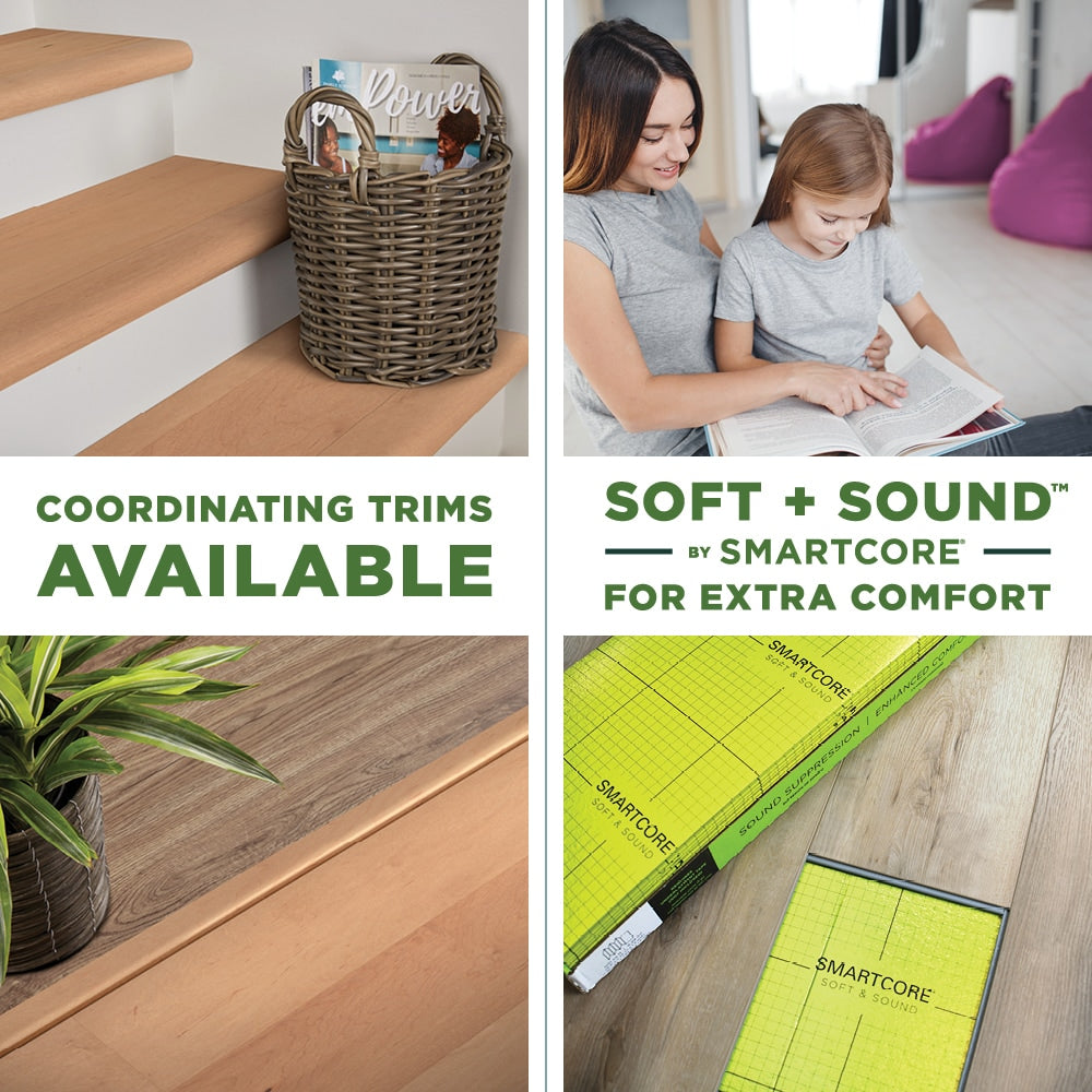 SMARTCORE Maple Monteagle hardwood flooring — carton and plank detail