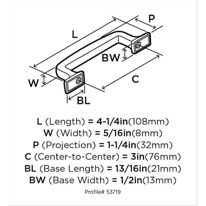 Amerock Westerly (76mm) Center to Center Arch Handle Drawer Pull
