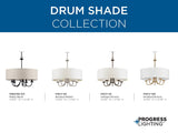 Progress Lighting Drum Shade 5-Light Antique Off-white Transitional Chandelier