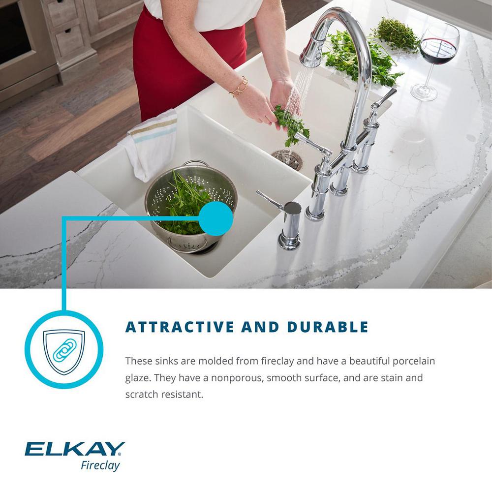 Farmhouse Apron Front Fireclay 33 in. Double Bowl Kitchen Sink in White with Aqua Divide