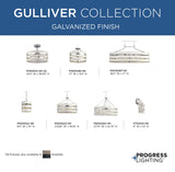 Progress Lighting Gulliver 8-Light Graphite with Weathered Oak Coastal Lantern Medium Hanging Pendant Light