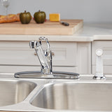 Project Source Chrome 1-Handle Deck-Mount Low-Arc Kitchen Faucet with Side Sprayer, Deck Plate Included