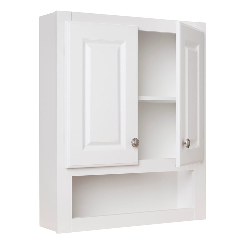 Project Source 24.25-in x 24-in Surface Mount White Mirrored Medicine Cabinet