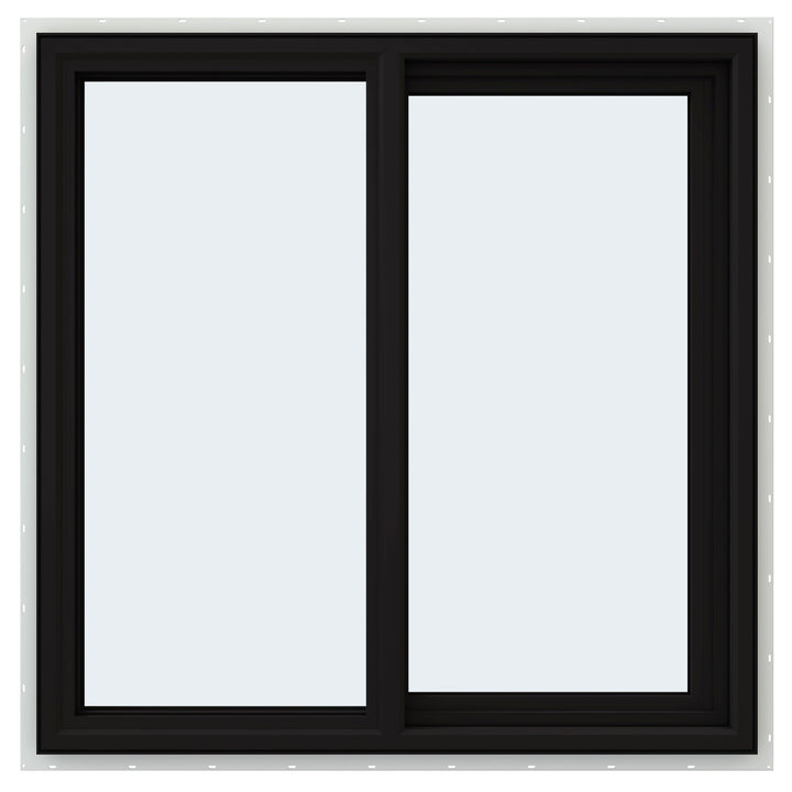 JELD-WEN FiniShield V-4500 35-1/2-in x 35-1/2-in x 3-in Jamb Right-Operable Vinyl Sliding Window, Black Exterior/White Interior, Full Screen Included