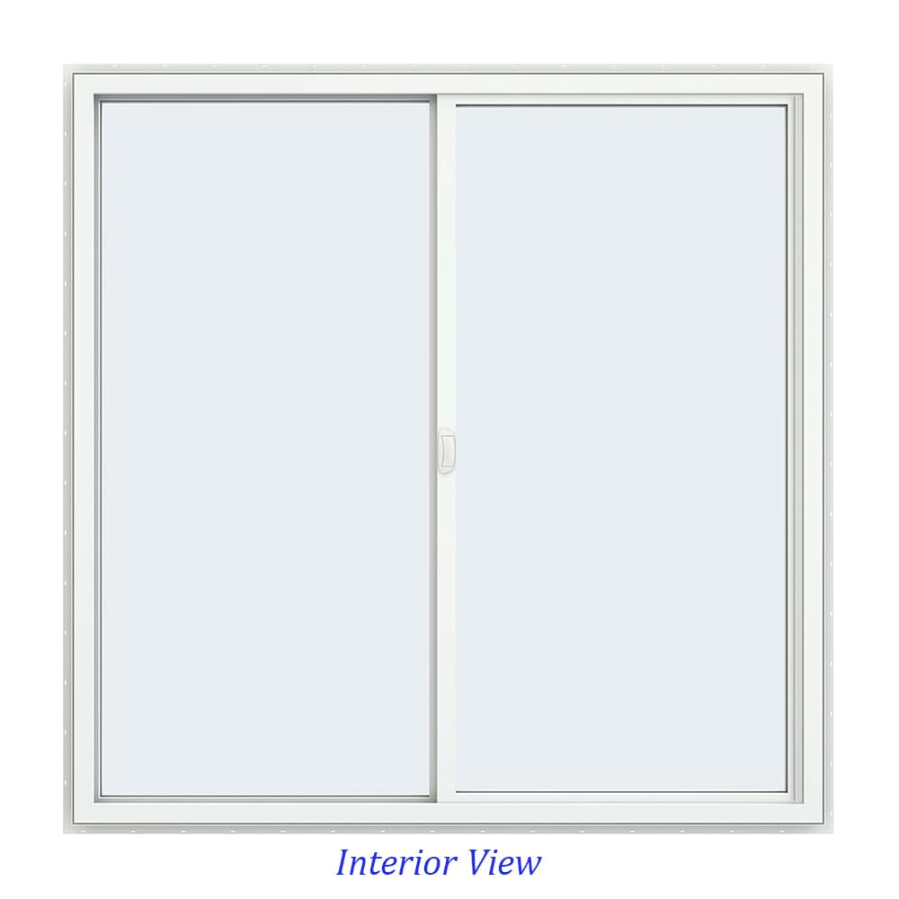 JELD-WEN FiniShield V-4500 59-1/2-in x 59-1/2-in x 3-in Jamb Left-Operable Vinyl Black Sliding Window, Full Screen Included