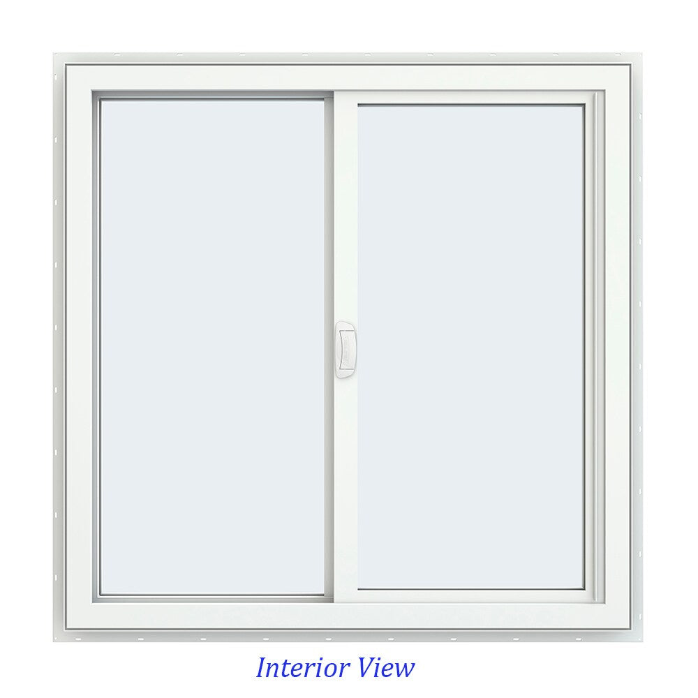 JELD-WEN FiniShield V-4500 35-1/2-in x 35-1/2-in x 3-in Jamb Left-Operable Vinyl Black Sliding Window, Full Screen Included