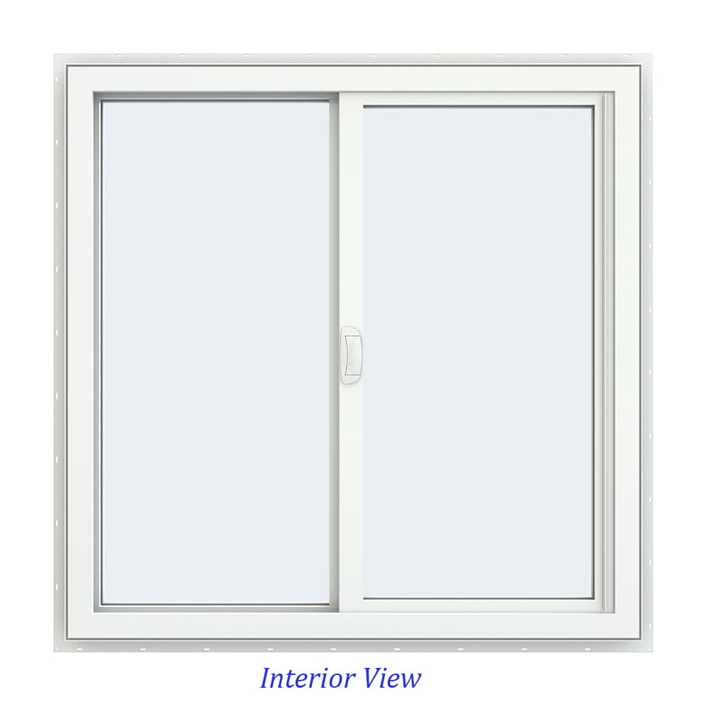 JELD-WEN FiniShield V-4500 35-1/2-in x 35-1/2-in x 3-in Jamb Left-operable Vinyl Black Sliding Window Full Screen Included