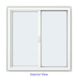 JELD-WEN FiniShield V-4500 35-1/2-in x 35-1/2-in x 3-in Jamb Right-Operable Vinyl Sliding Window, Black Exterior/White Interior, Full Screen Included