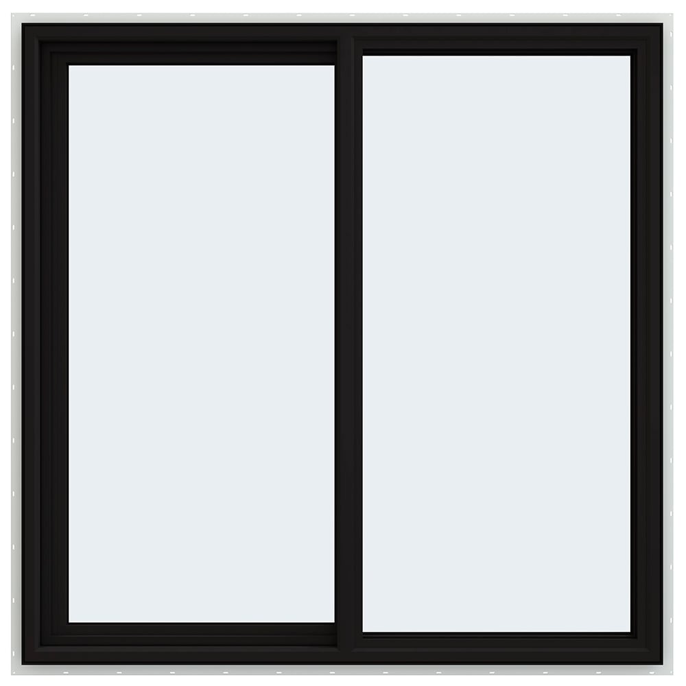 JELD-WEN FiniShield V-4500 59-1/2-in x 47-1/2-in x 3-in Jamb Left-Operable Vinyl Black Sliding Window, Full Screen Included
