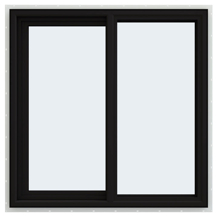 JELD-WEN FiniShield V-4500 35-1/2-in x 35-1/2-in x 3-in Jamb Left-Operable Vinyl Black Sliding Window, Full Screen Included