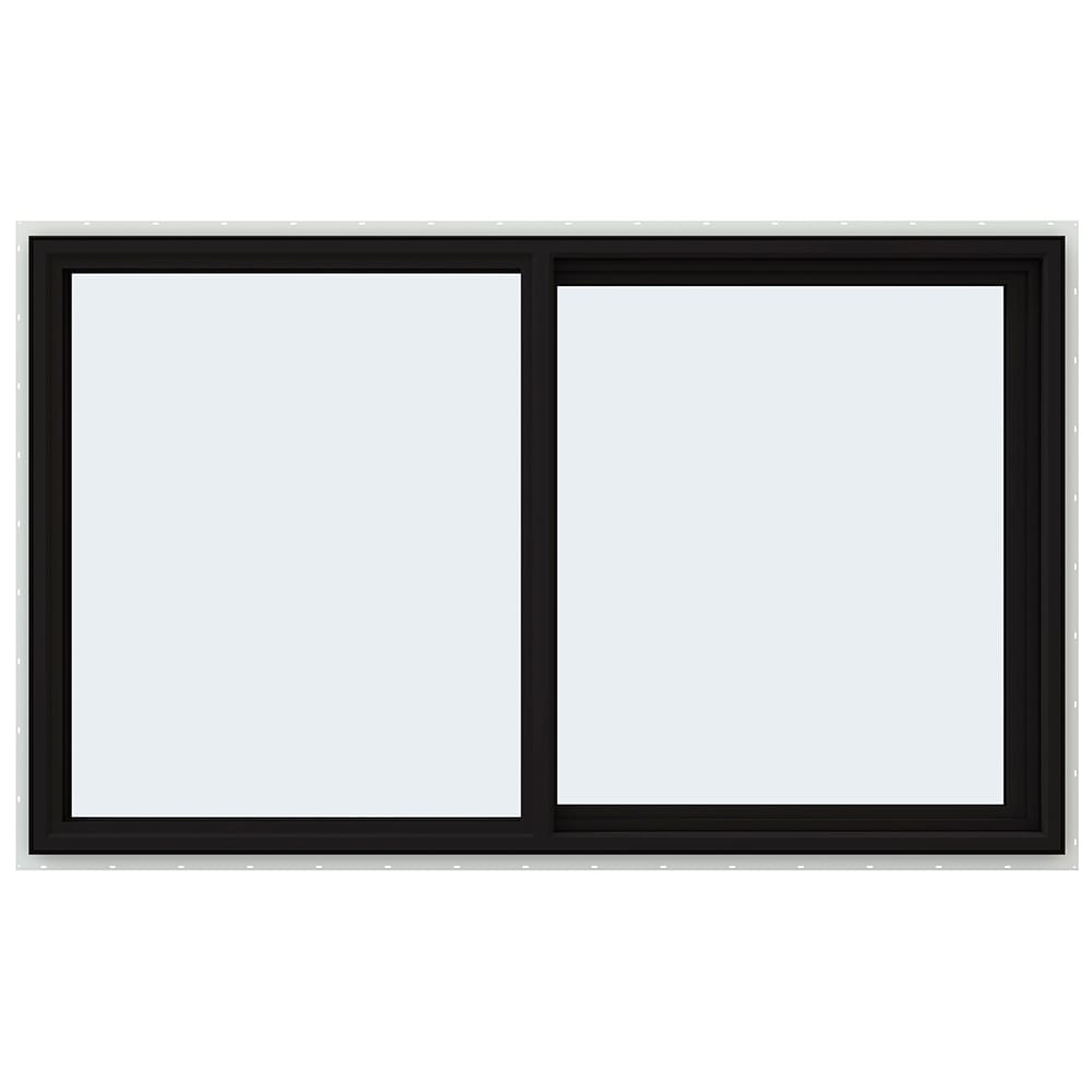 JELD-WEN FiniShield V-4500 59-1/2-in x 35-1/2-in x 3-in Jamb Right-Operable Vinyl Black Sliding Window, Full Screen Included
