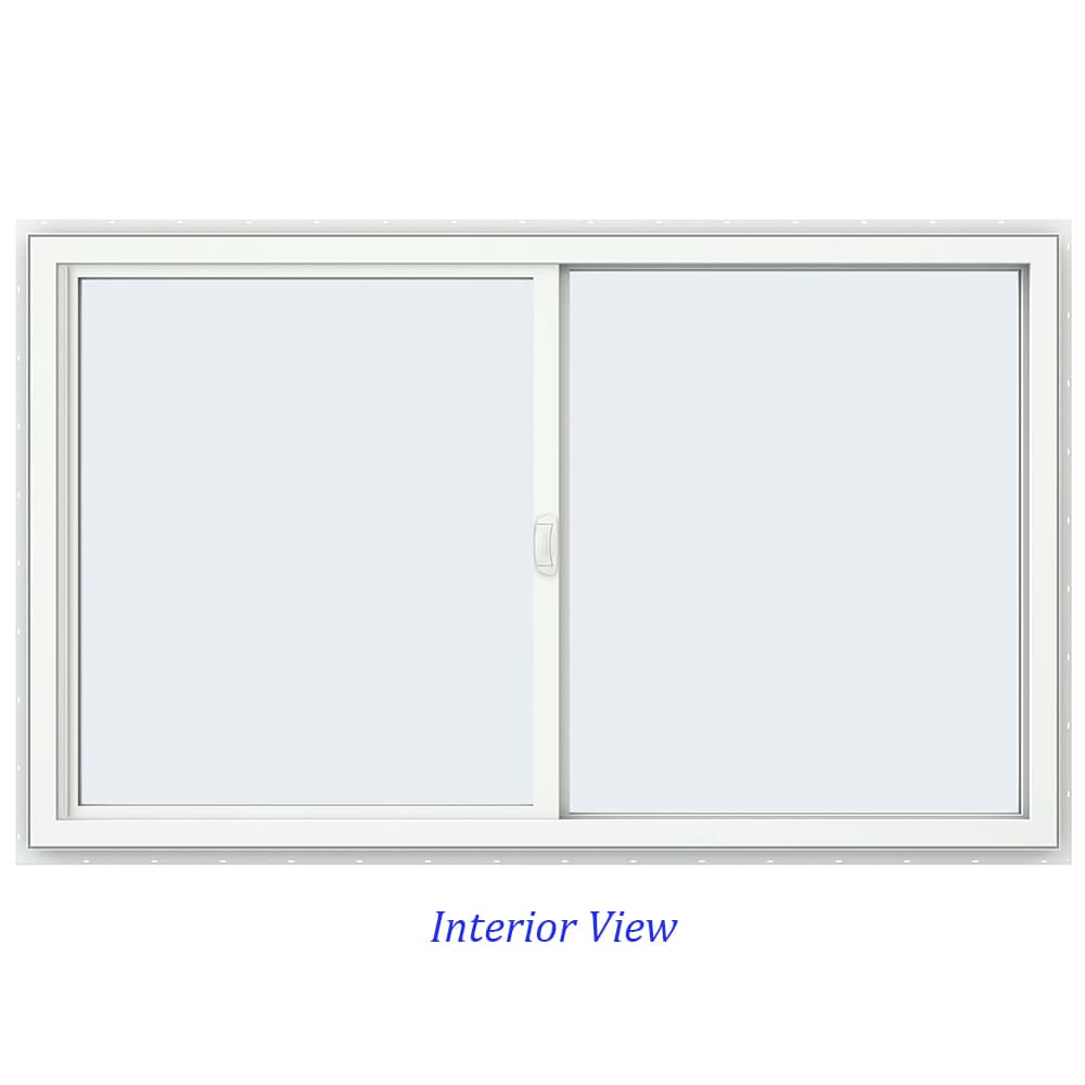 JELD-WEN FiniShield V-4500 59-1/2-in x 35-1/2-in x 3-in Jamb Right-Operable Vinyl Black Sliding Window, Full Screen Included