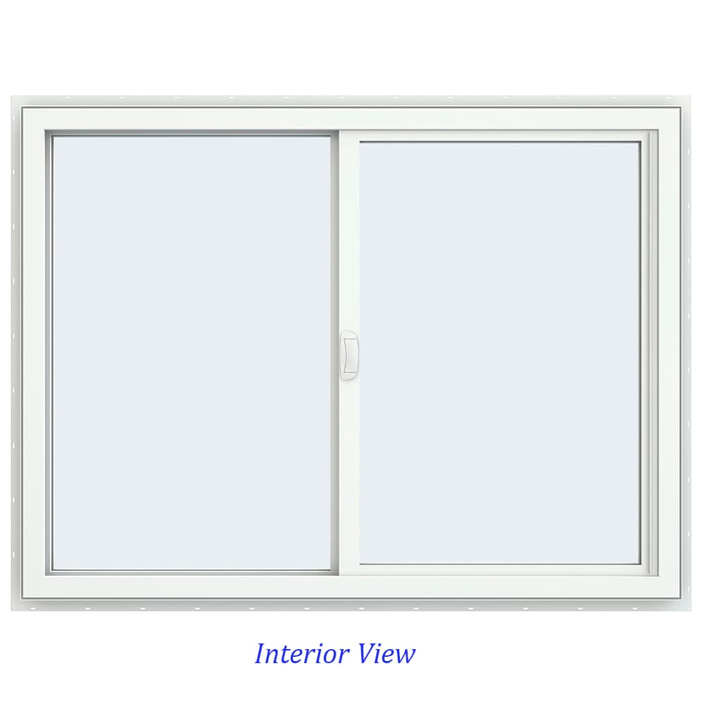 JELD-WEN FiniShield V-4500 47-1/2-in x 35-1/2-in x 3-in Jamb Left-Operable Black Exterior/White Interior Vinyl Sliding Window, Full Screen Included